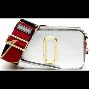 COPY - Marc Jacobs Silver Deep Maroon Red & Gold Snapshot Bag